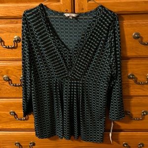 Daisy Fuentes pleat front top